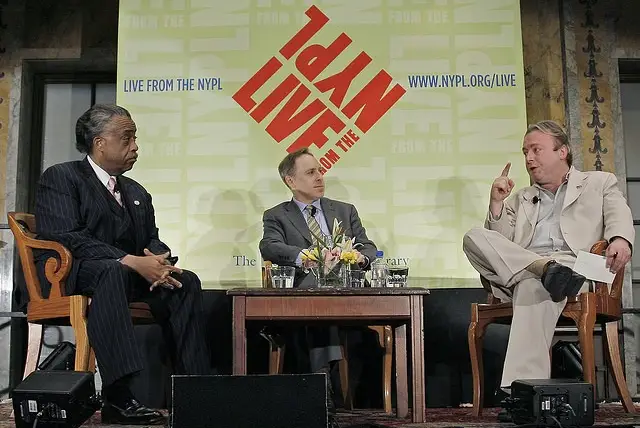 Rev. Al Sharpton and Christopher Hitchens at the NYPL